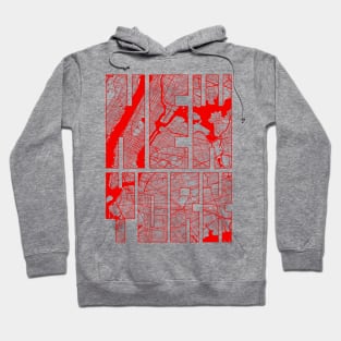 New York, USA City Map Typography - Oriental Hoodie